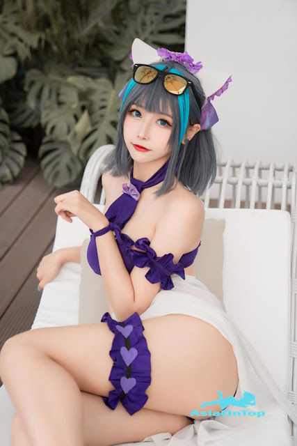 Coser@Momoko葵葵: 柴郡水着 Shiba-gun swimwear